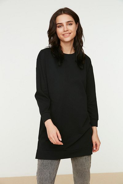 Trendyol Modest Czarno-liliowa, 2-pakowa podstawowa bluza z okrągłym dekoltem TCTAW22TW0152