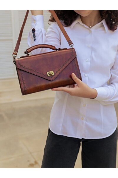 volk Hakiki Deri El Işi Kadın Omuz Çantası Pençe Modeli