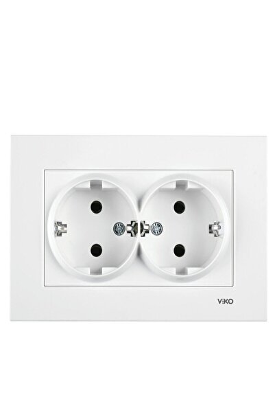 VİKO مقبس كاري مزدوج التأريض - أبيض