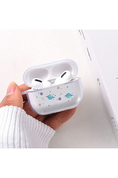 mooodcase Planets Patterned Transparent Wireless Headphone Pro Case Silicone
