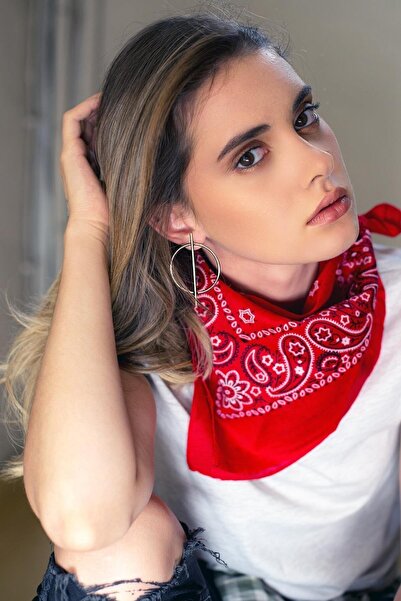 Shopiolog Unisex 100% Cotton Red Ethnic Patterned Bandana