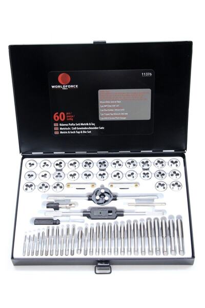 Genel Markalar 60 Parça Pafta Kılavuz Seti S2 Çelik Profesyonel Metrik İnç