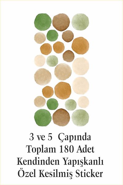 ENGINPRINT 180 Pieces Nature Watercolor Polka Dot Kids Room Wall Sticker Set