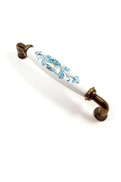 Osmanlı Hırdavat Antique Yellow Ruby Porcelain Furniture Handles Cabinet Drawer Kitchen Handles 128Mm-Ruby147Antique-128