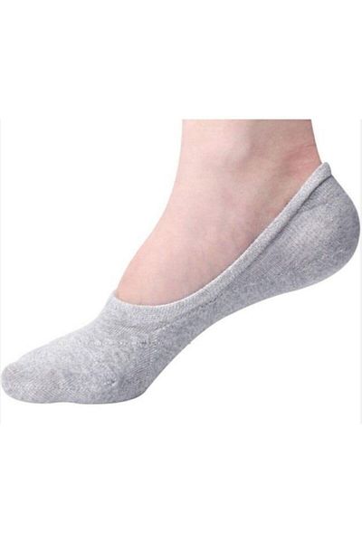 Meguca Socks Унисекс бамбукови сиви нехлъзгащи се силиконови безшевни чорапи за балерини, пакет от 5 бр.