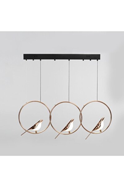 Vitale Altın Kuşlu Dikdörtgen Ledli Avize