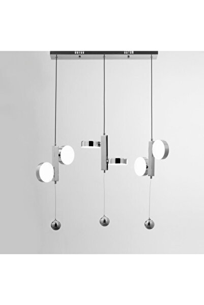 Vitale Gümüş Metal Dikdörtgen Ledli Avize