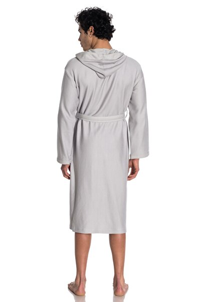 eumenia Ανδρικό φόρεμα με κουκούλα με καπιτονέ σχέδιο σε γκρι χρώμα