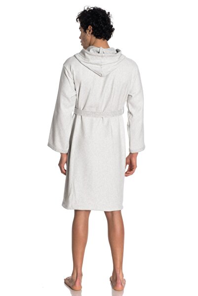 eumenia Light Gray Men's Hooded Dressing Gown