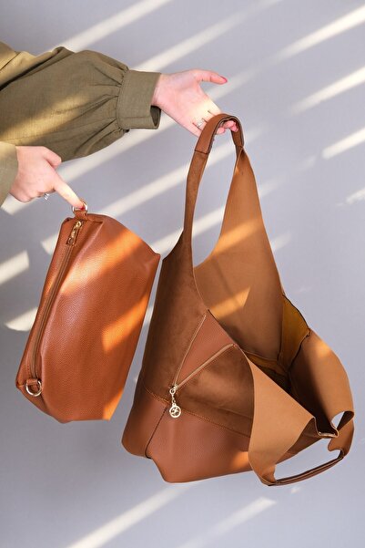 Luvi 1096 Taba Süet Kadın Gunluk Canta