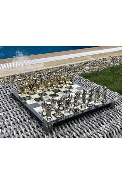 POLO BLUE Antique Roman Chess Set with Angel Figures