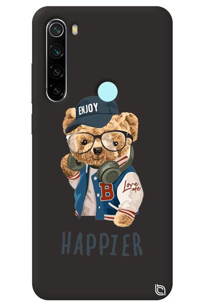 WANNA PROTECT Xiaomi Redmi Note 8 Black Color Premium Velvet Teddy Bear Patte...