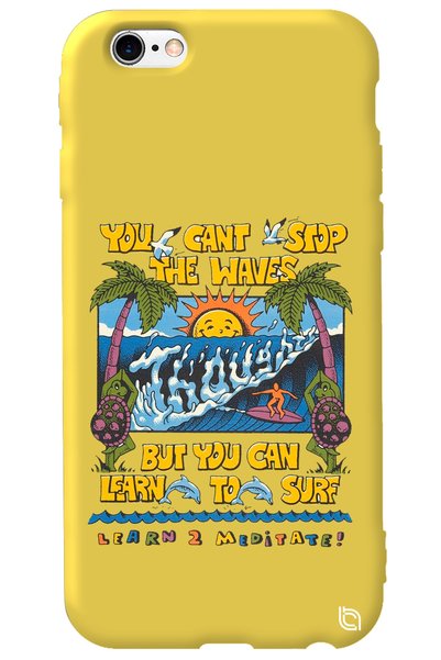 WANNA PROTECT iPhone 6 6S Yellow Color Premium Velvet Inside Waves Patterned ...