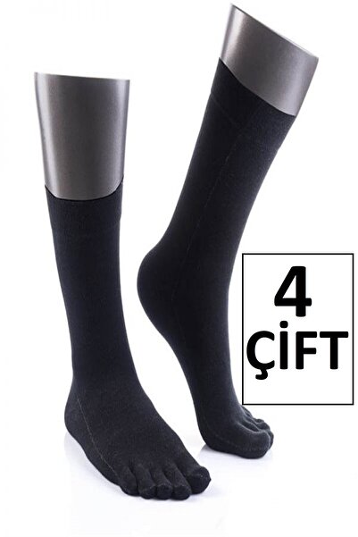 Ervanur Мъжки чорапи с палец, черни, пакет от 4 (4 чифта)