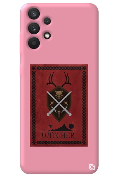 WANNA PROTECT Samsung A32 Pink Color Premium Velvet Inside the Witcher Patter...