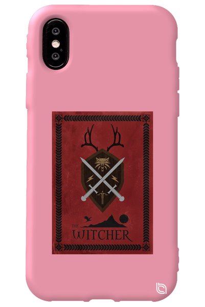 WANNA PROTECT iPhone XS Pink Color Premium Velvet Inside the Witcher Patterne...