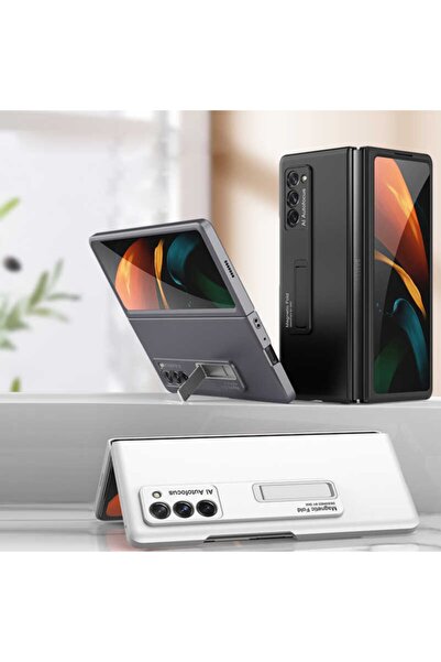 Fogy Husă compatibilă cu Galaxy Z Fold 2, ultra subțire, protejată pentru cameră + husă cu protecție completă cu suport