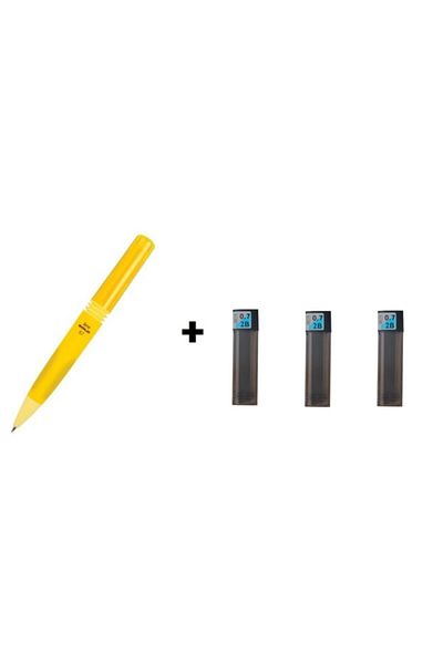 Serve Bold Mechanical Pencil 07mm Neon Yellow + 3 Pieces Tombow 0.7 Nib