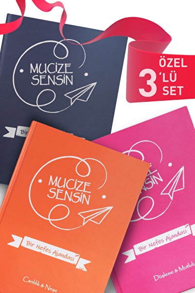 asha vibes 3'lü Set Mucize Sensin Tarihsiz Ajandası. 192 Sayfa, Büyük Boy. Çı...