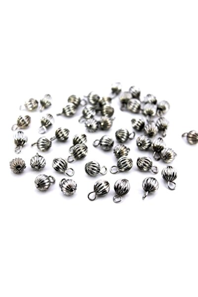 yfhobi 4 Adet - 8 Mm Kulplu Çizgili Misket, Metal Boncuk, Nikel Kaplama