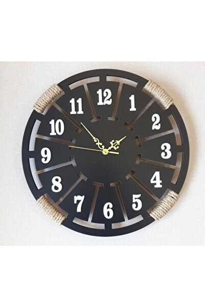 Bi'şey Dekoratif Ahşap 3d Hasır Ipli Duvar Saati