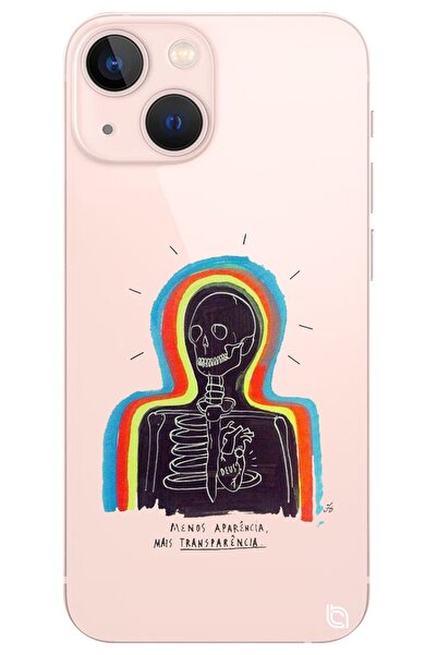 WANNA PROTECT Iphone 13 Iskelet Desenli Desenli Şeffaf Silikon Telefon Kılıfı