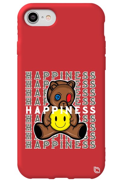 WANNA PROTECT iPhone 7 Red Color Premium Velvet Inside Teddy Bear Patterned S...