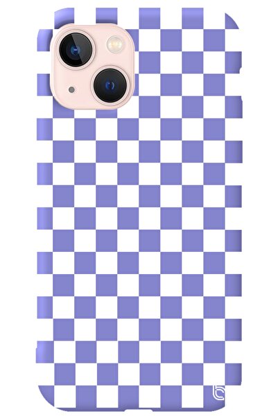WANNA PROTECT Iphone 13 Lila Renkli Premium Içi Kadifeli Dama Desenli Silikon...