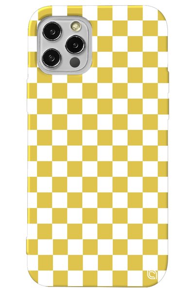 WANNA PROTECT iPhone 12 Pro Max Yellow Color Premium Velvet Checkered Pattern...