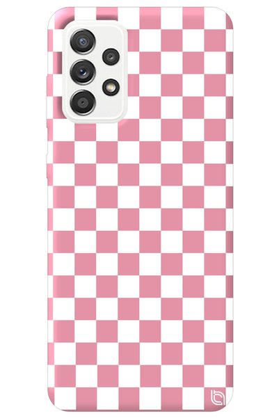 WANNA PROTECT Samsung Galaxy A72 Pink Color Premium Velvet Checkered Pattern ...