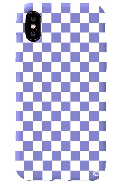 WANNA PROTECT iPhone XS Lilac Colored Premium Velvet Checkered Patterned Sili...