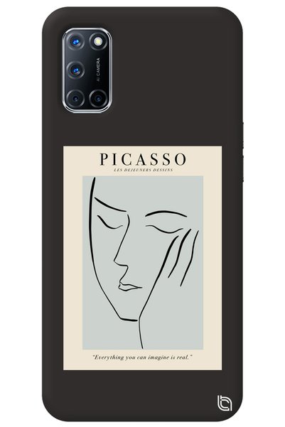 WANNA PROTECT Oppo A72 Black Color Premium Velvet Inside Picasso Patterned Si...