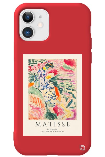WANNA PROTECT Iphone 11 Kırmızı Renkli Premium Içi Kadifeli Matisse Desenli S...