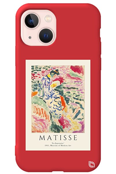 WANNA PROTECT Iphone 13 Kırmızı Renkli Premium Içi Kadifeli Matisse Desenli S...