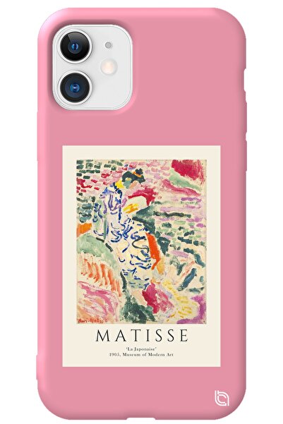 WANNA PROTECT Iphone 11 Pembe Renkli Premium Içi Kadifeli Matisse Desenli Sil...