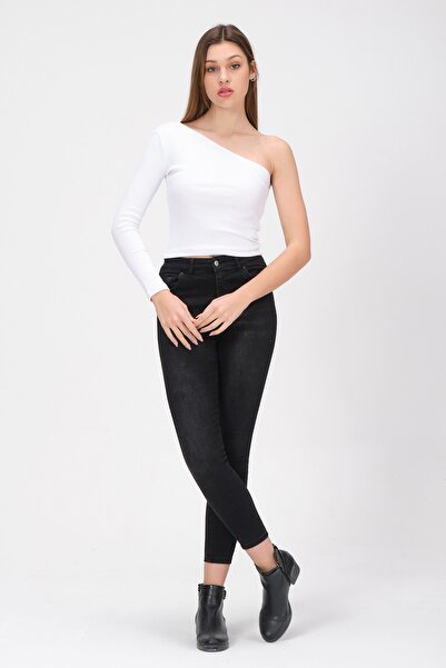 PUNKY CAT Women's White Single Sleeve Knitted Blouse