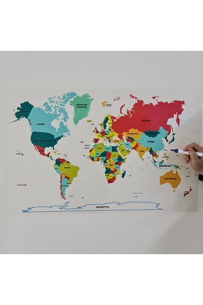 TutturX English Colorful World Map 100X56Cm Uv Printing Static Paper
