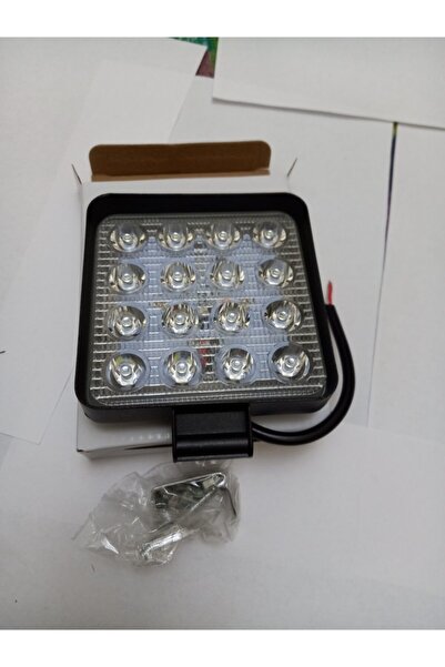 Universal Gündüz Farı 16 Led Kare Iş Makinası Çalışma Lambası 48 Watt 558134