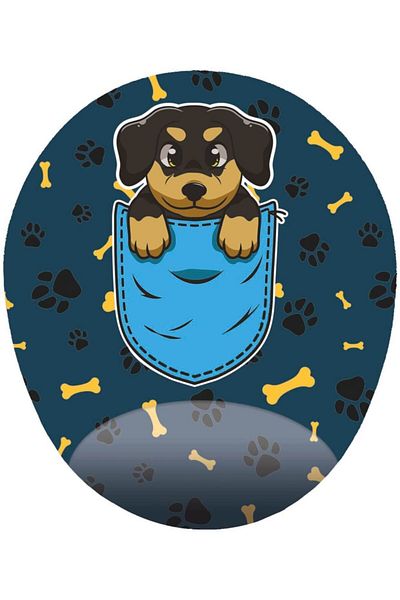 MAĞAZA DEPOM Джобна подложка за мишка Pocket Puppy Paws And Bones - дизайн за поддръжка на китката, овална, 20x23 см