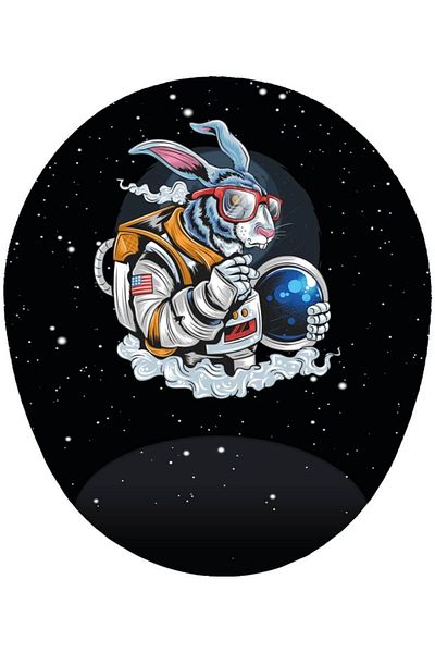 MAĞAZA DEPOM Astronaut Rabbit - Rabbit Mousepad με Στήριγμα Καρπού 20x23 cm
