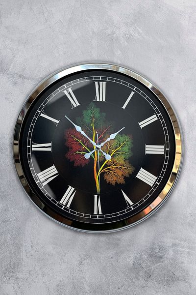 Kasva Concept Gift 40 cm Chrome Metal Tree Wall Clock