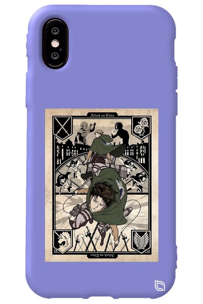 WANNA PROTECT iPhone XS Lilac Premium Velvet Attack on Titan Patterned Silico...