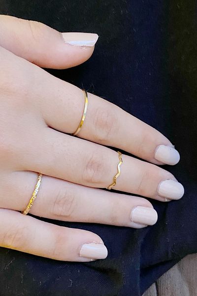 axexuar 3-Piece Gold Yellow Color Joint Ring Plain Curved Patterned Women's Ring