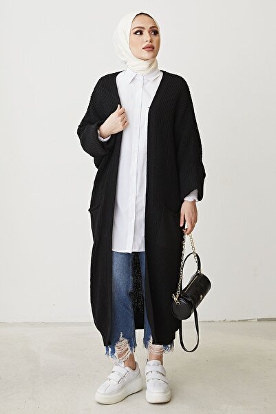 InStyle Farah pletený sveter s voľným rukávom - čierny