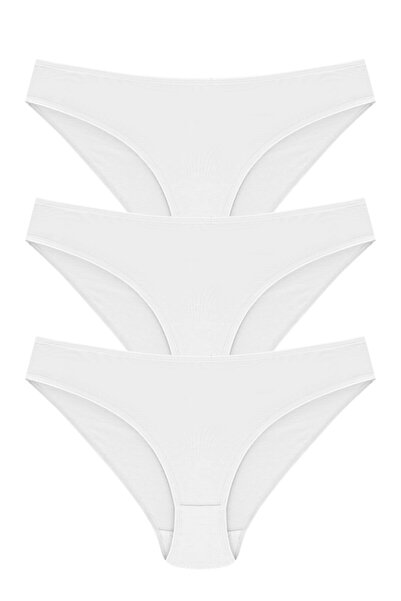 bejamonti سراويل داخلية نسائية من القطن الأبيض مكونة من 3 قطع