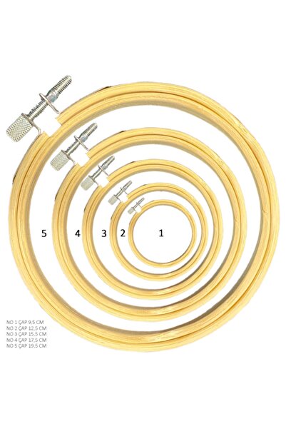 ŞENELYÜN Bamboo Vidalı Kasnak Set No: 10 ç: 9.5cm 13 ç: 12.50cm 15ç: 15.5cm 1...