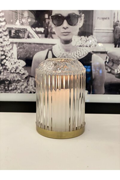 Dekordan House Kristal Şamdan Pirinç Tabanlı
