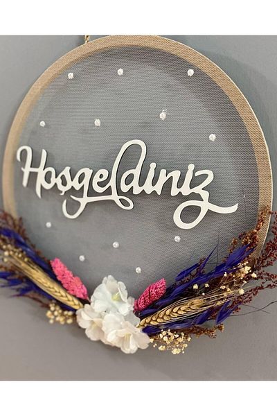 HOBİ55 Στολίδι Πόρτας Καλωσορίσματος Γιρλάντα 30x30 Στολίδι Πόρτας Προσαρμοσμένο Χειροποίητο 055