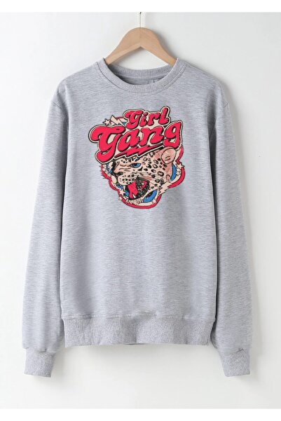 Deocept Hanorac supradimensionat cu imprimeu Gang Girl, gri