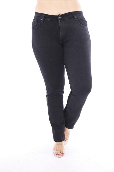 BELLİSİMO Large Size Lycra High Waist Lightly Grinding Smoked Women's Jeans (42-60 Sizes)